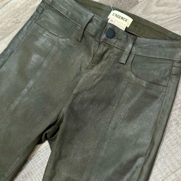 L'AGENCE High Rise Split Ankle Jeans in Noir Coated - Picture 3 of 8